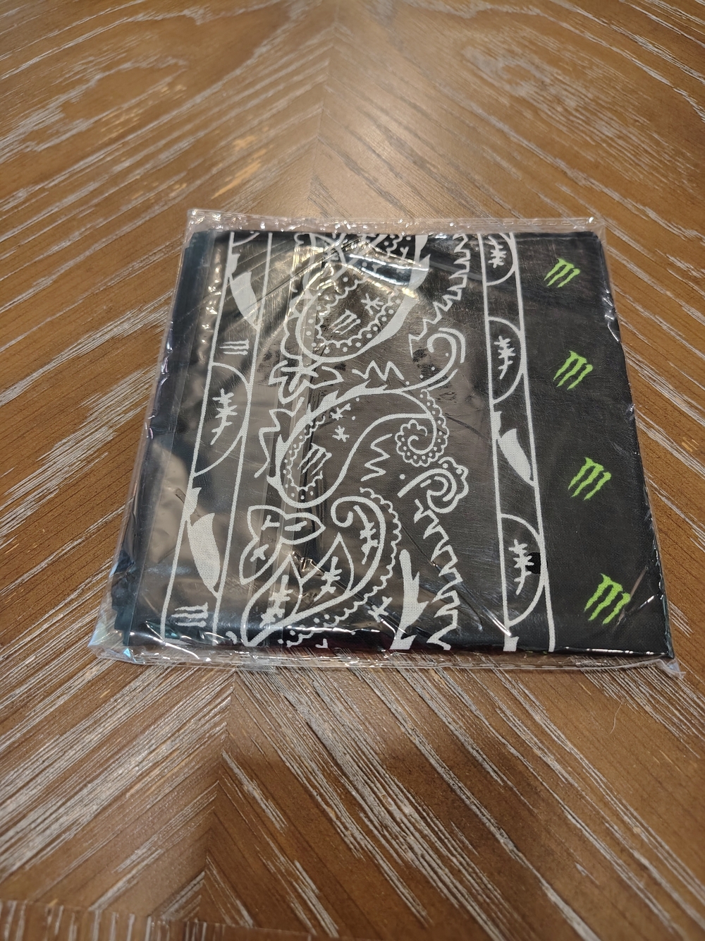 Monster Energy Black Paisley Bandana with Neon Green Logos